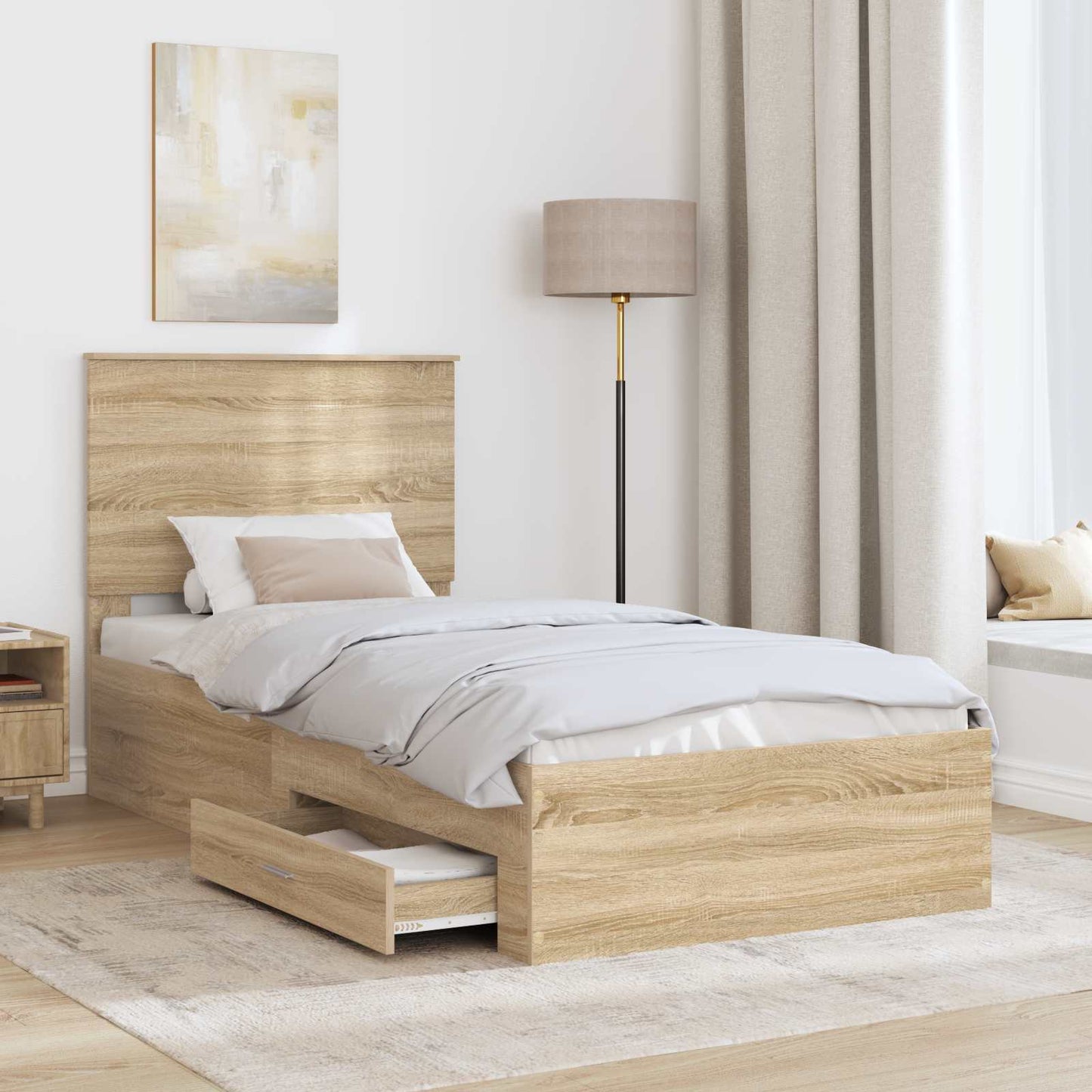 Struttura del letto con testiera Rovere Sonoma 100 x 200 cm