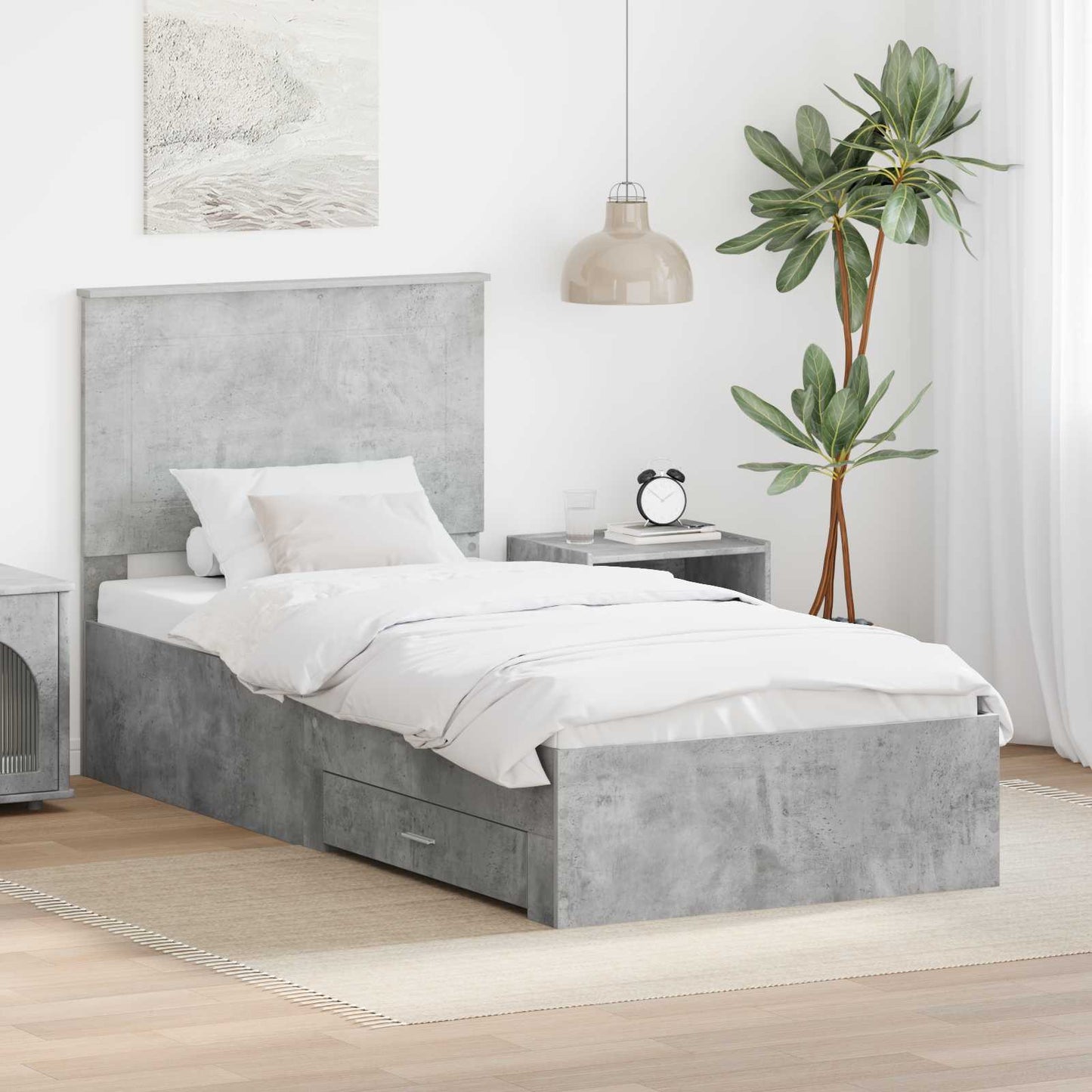 Struttura del letto con testiera Grigio cemento 100 x 200 cm