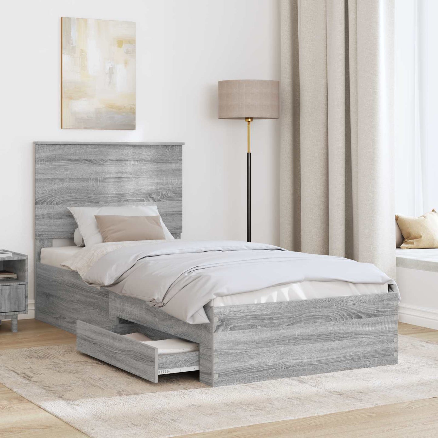 Struttura del letto con testiera Grigio Sonoma 100 x 200 cm