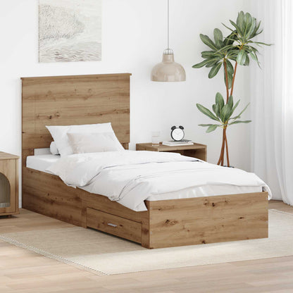 Struttura del letto con testiera Rovere artigianale 90 x 200 cm
