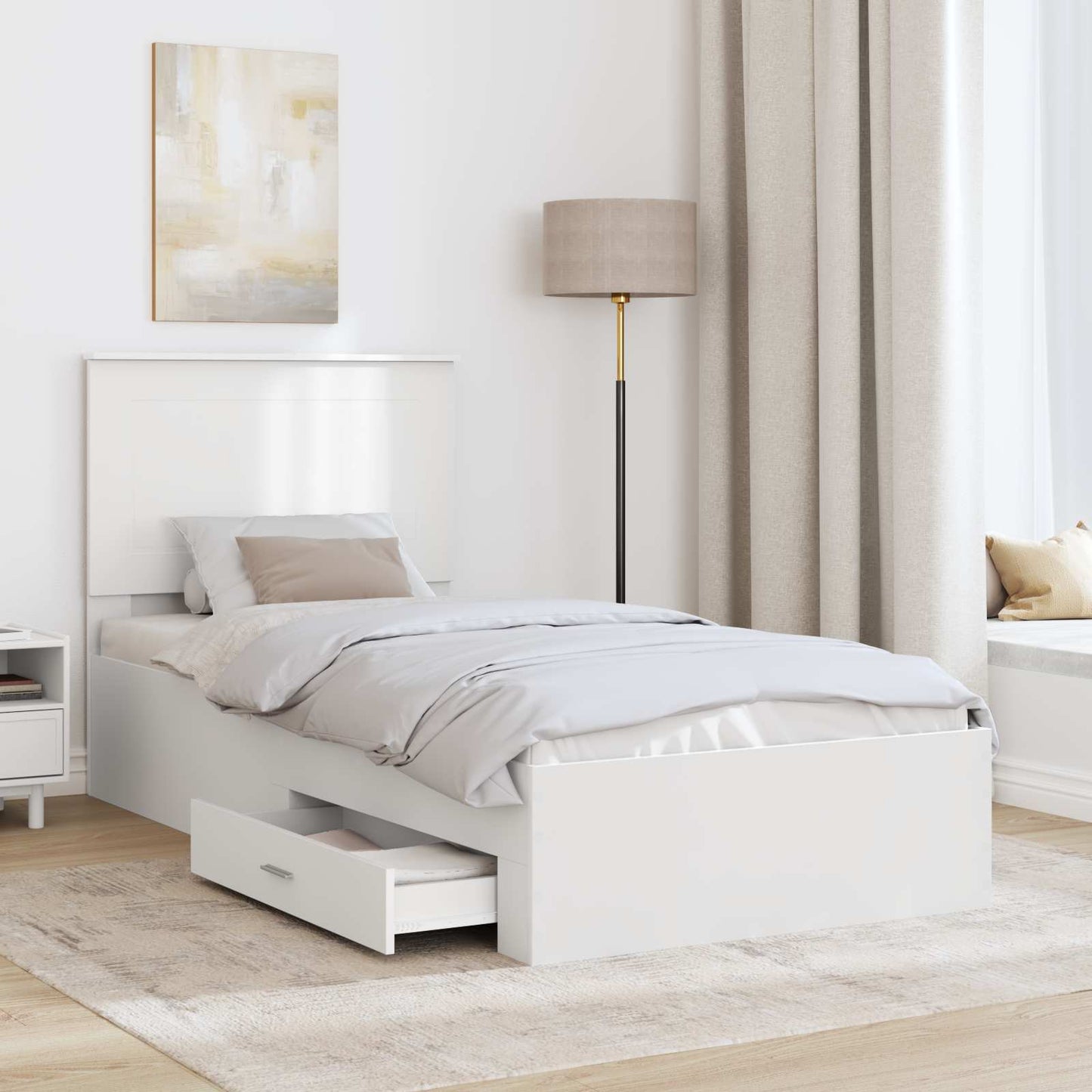 Struttura del letto con testiera Bianco e Argento 75 x 190 cm
