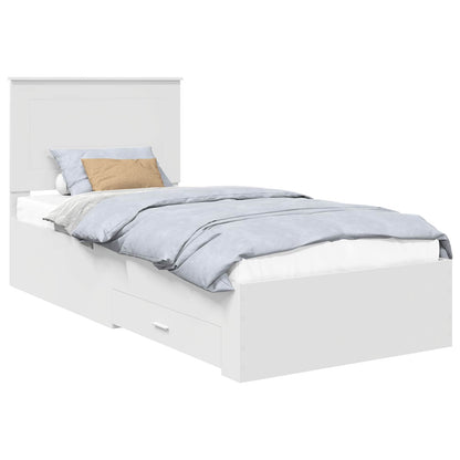 Struttura del letto con testiera Bianco e Argento 75 x 190 cm