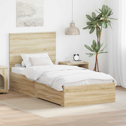 Struttura del letto Rovere Sonoma e Argento 75 x 190 cm