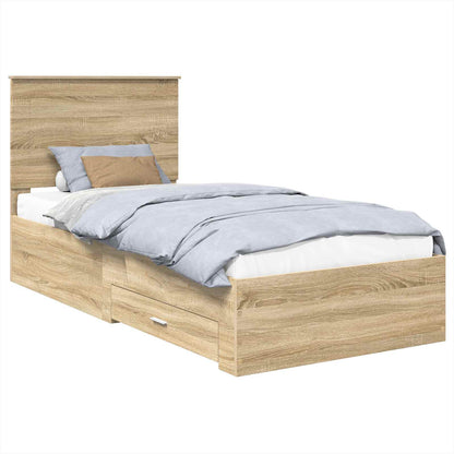 Struttura del letto Rovere Sonoma e Argento 75 x 190 cm
