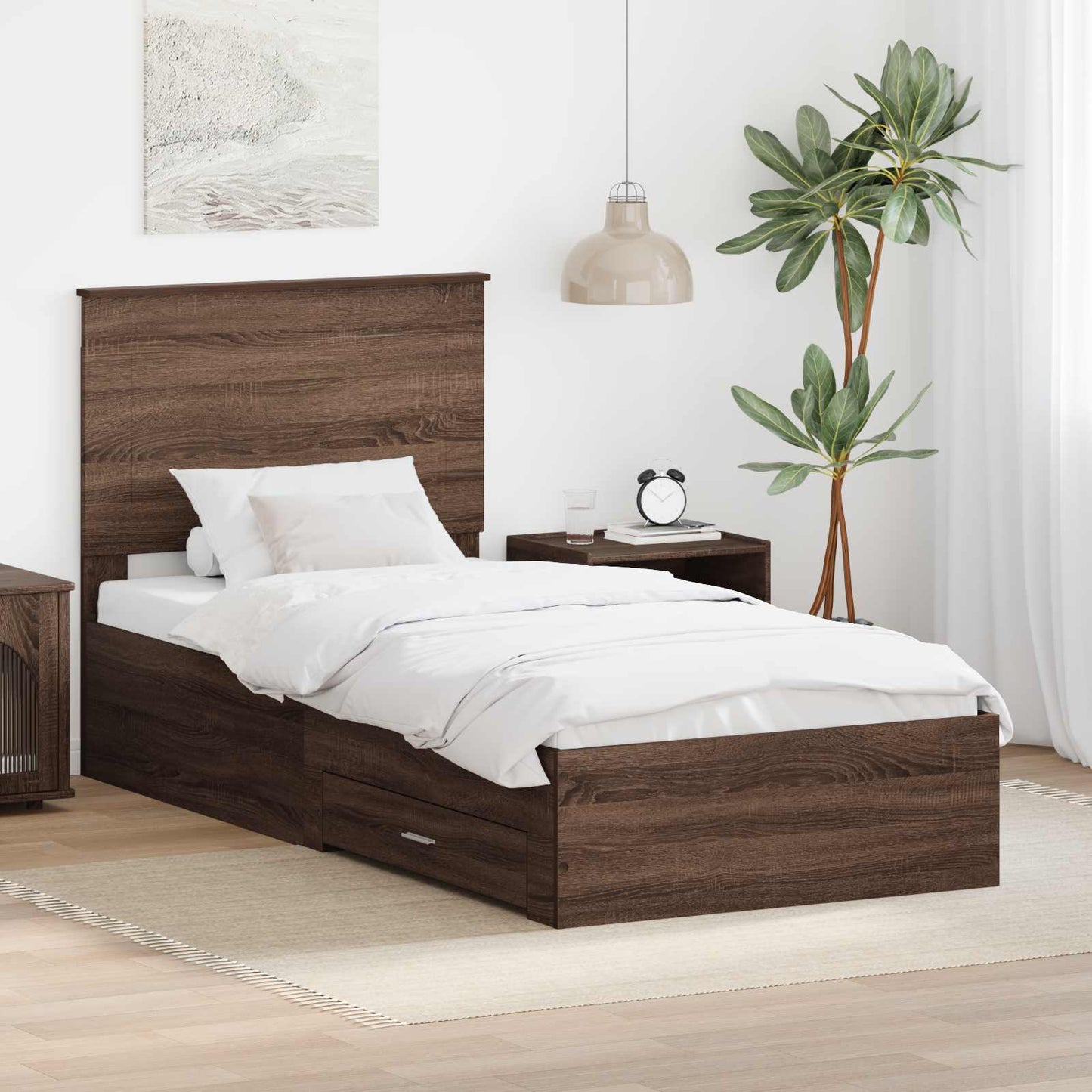 Struttura del letto Rovere Marrone e Argento 75 x 190 cm