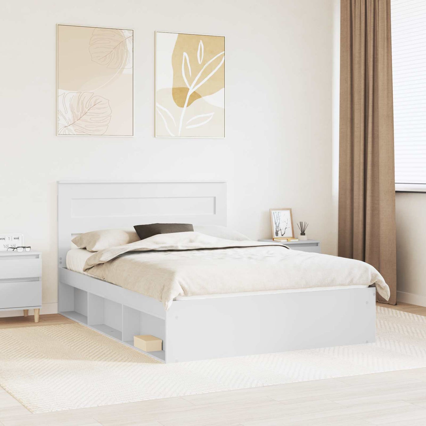 Struttura del letto Bianco 140 x 190 cm Pino massello