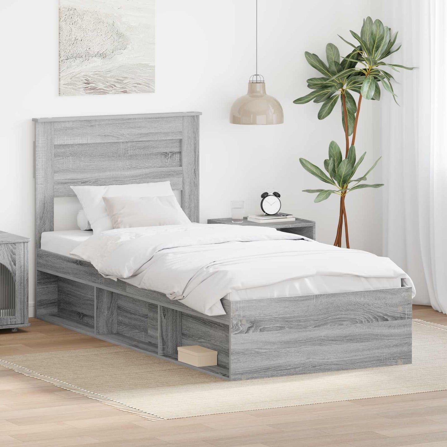Struttura del letto Grigio Sonoma 100 x 200 cm Pino massello
