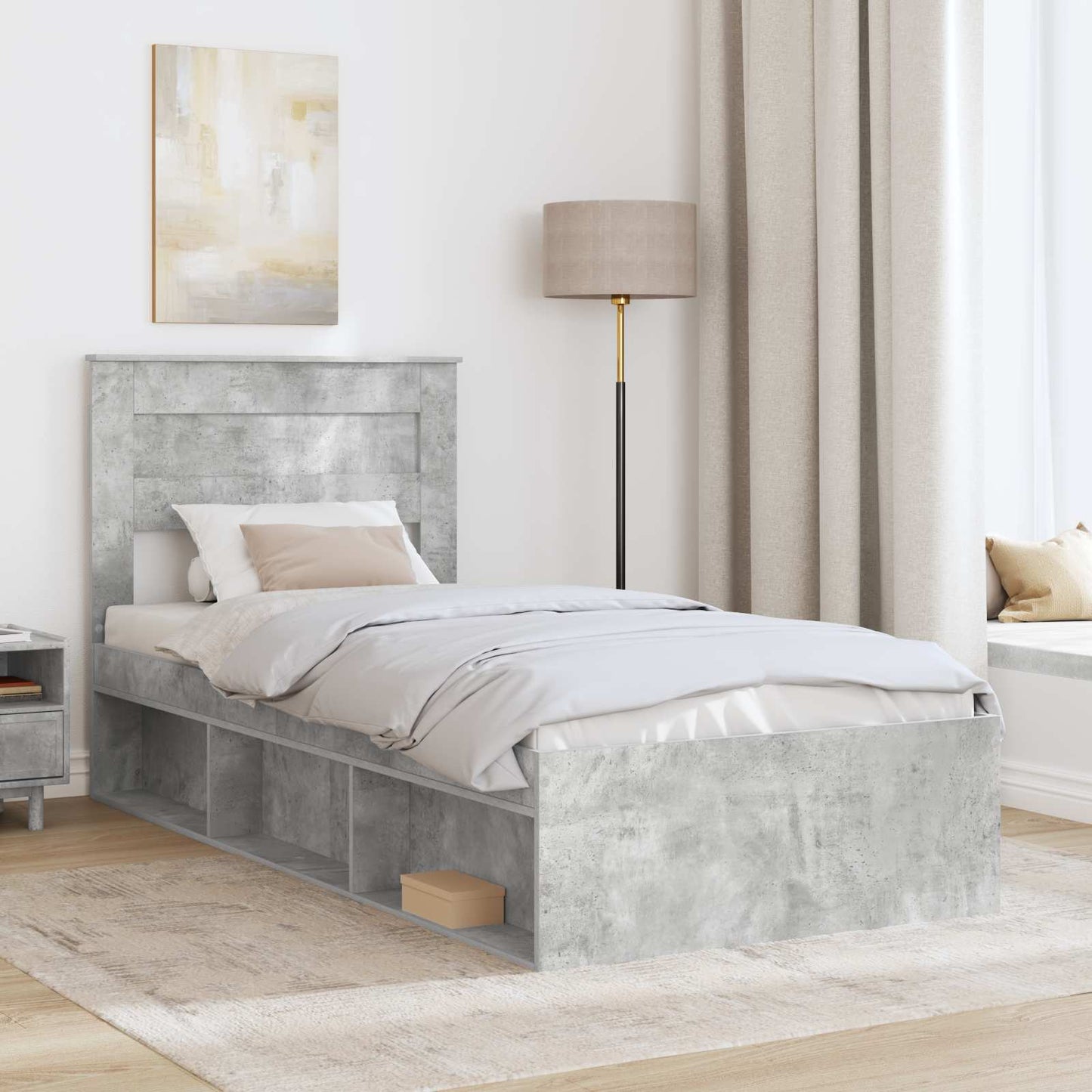 Struttura del letto Grigio ConcretÃ¨ 90 x 190 cm Pino massello