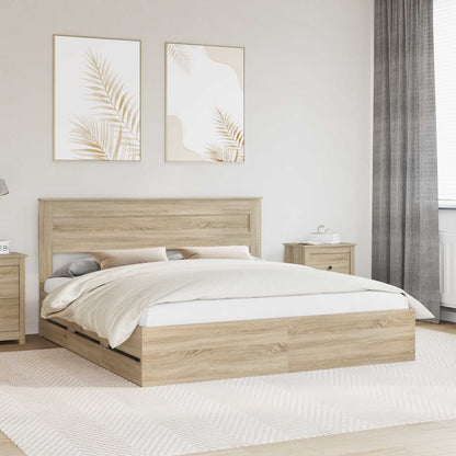 Struttura del letto con cassetto Rovere Sonoma 200 x 200 cm
