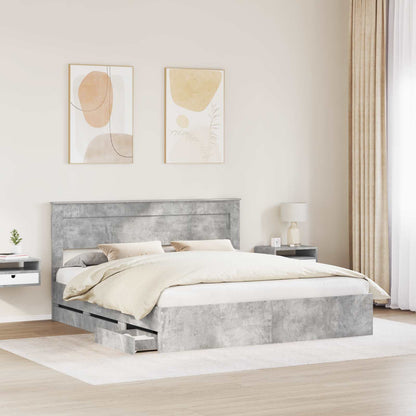 Struttura del letto con cassetto Grigio cemento 200 x 200 cm