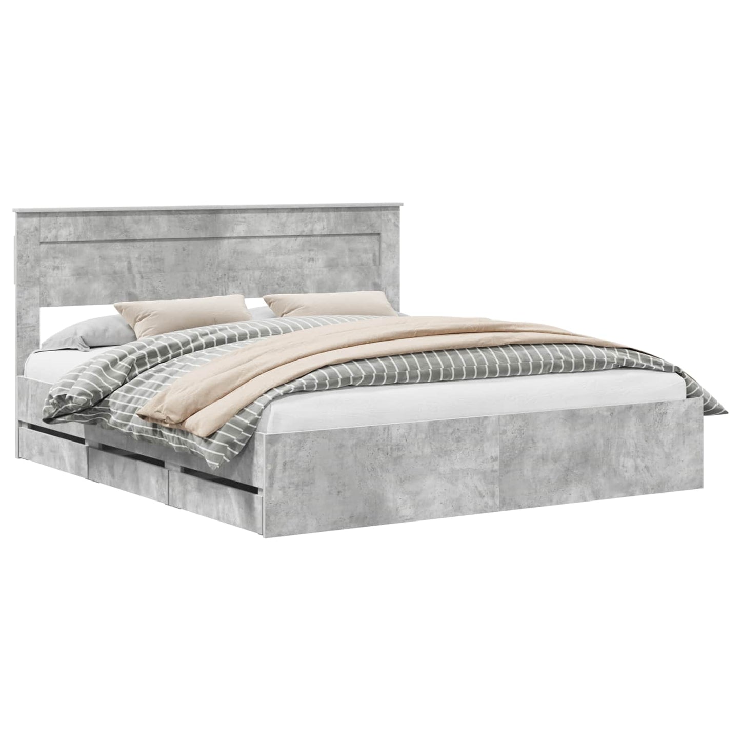 Struttura del letto con cassetto Grigio cemento 200 x 200 cm