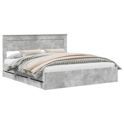 Struttura del letto con cassetto Grigio cemento 200 x 200 cm