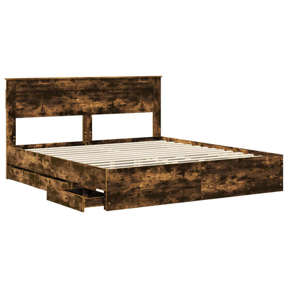 Struttura del letto con cassetto Rovere fumÃ© 200 x 200 cm