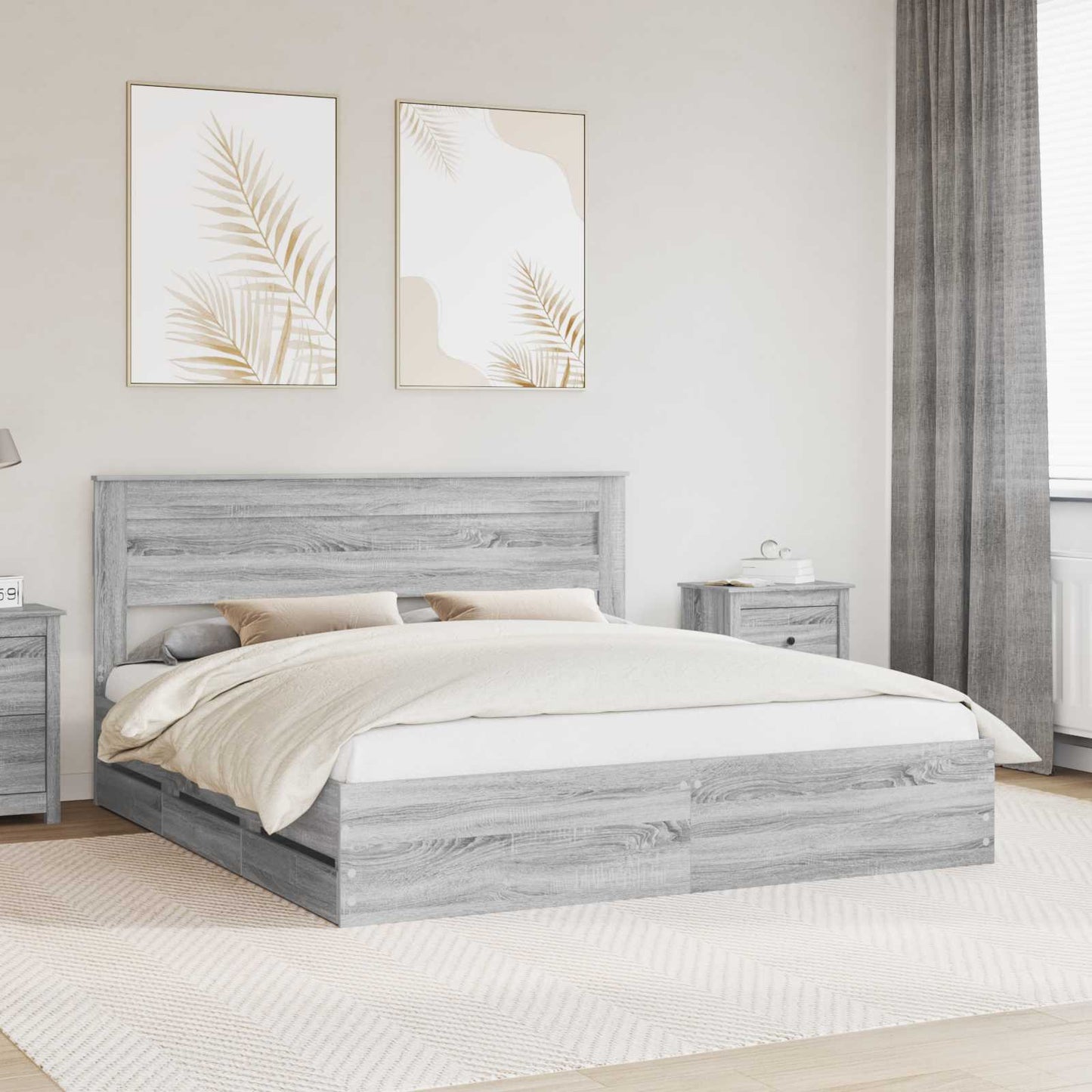 Struttura del letto con cassetto Grigio Sonoma 180 x 200 cm