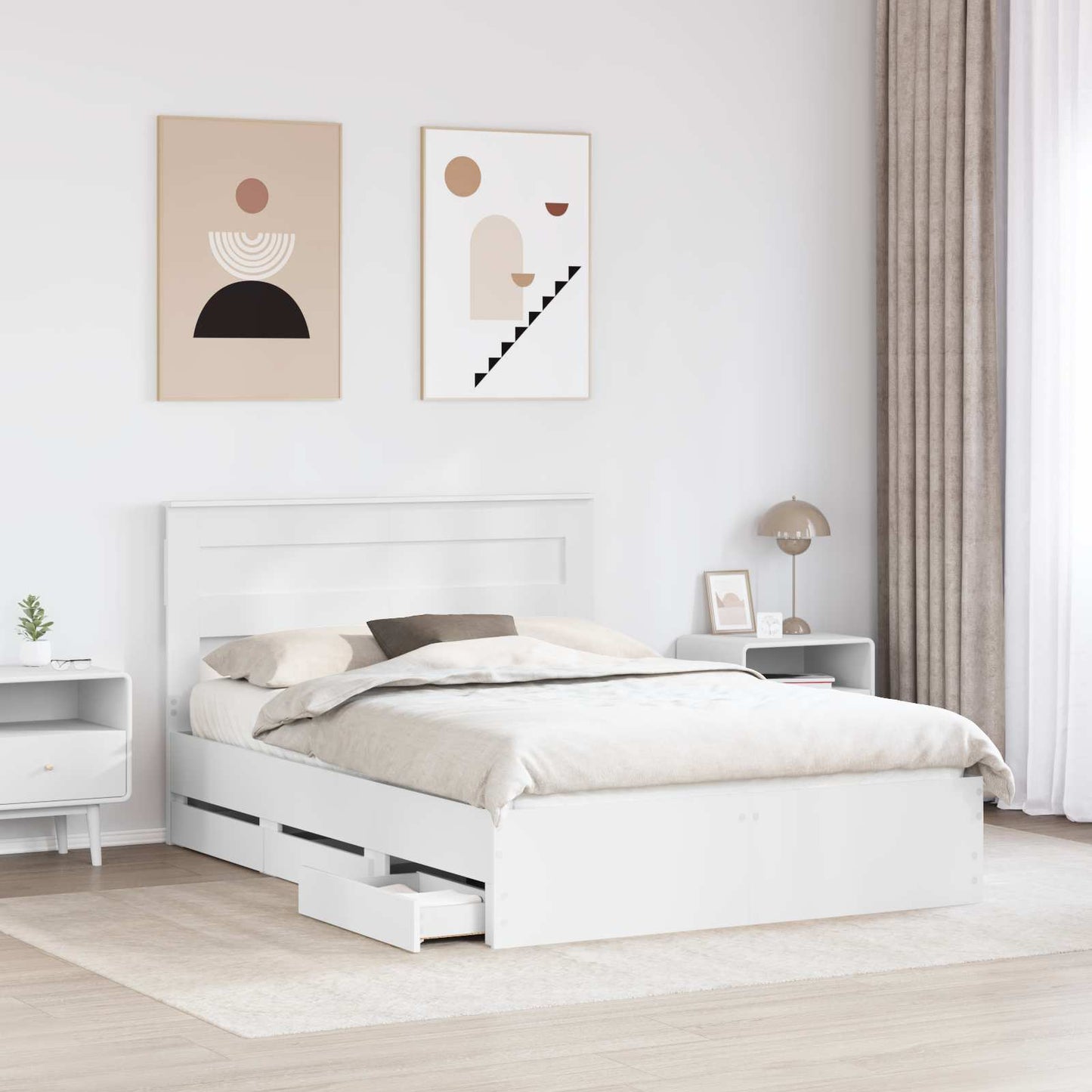 Struttura del letto Bianco 140 x 190 cm Legno Ingegnerizzato