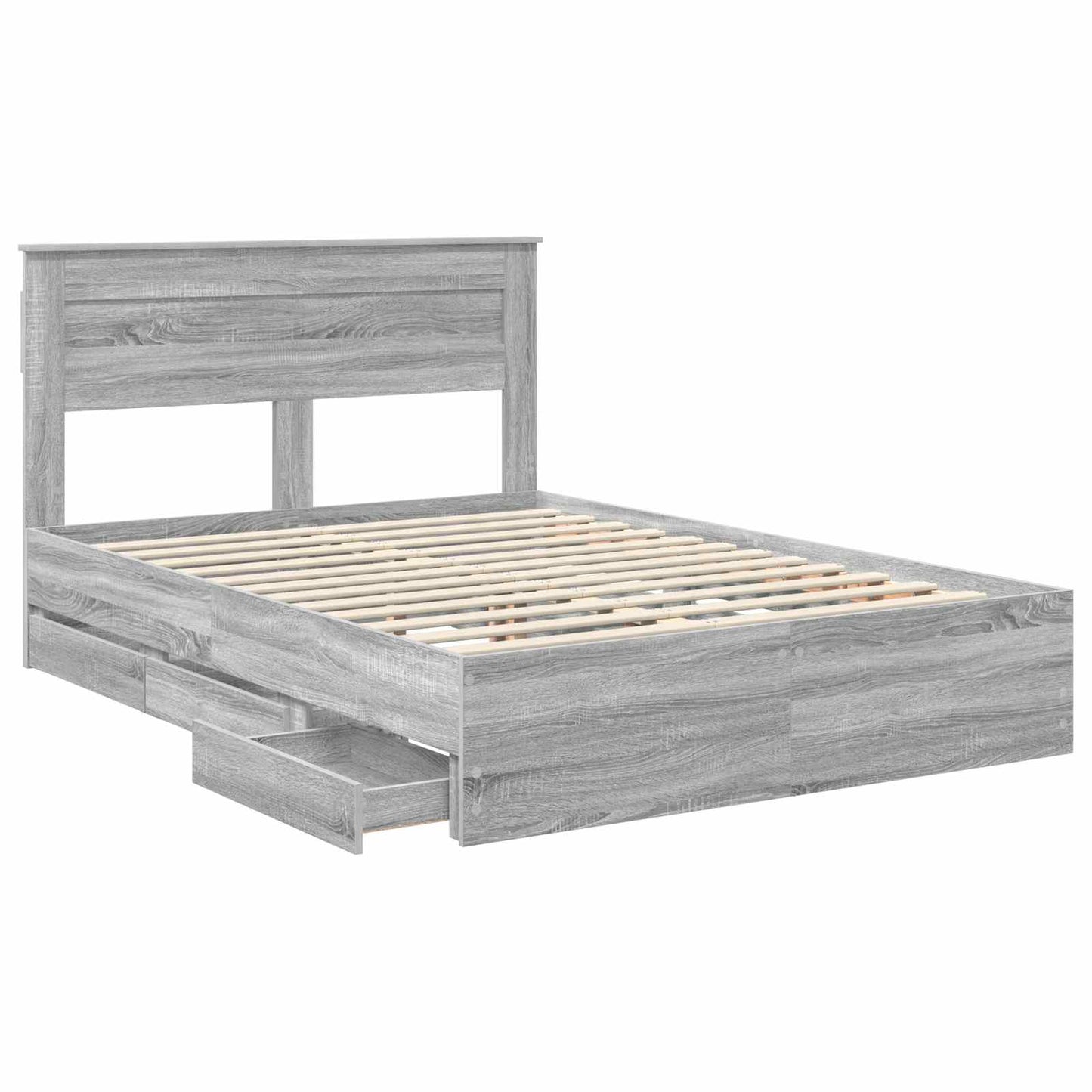 Struttura del letto con cassetto Grigio Sonoma 140 x 190 cm
