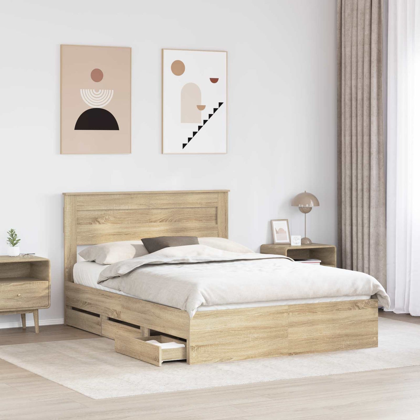 Struttura del letto con cassetto Rovere Sonoma 140 x 200 cm