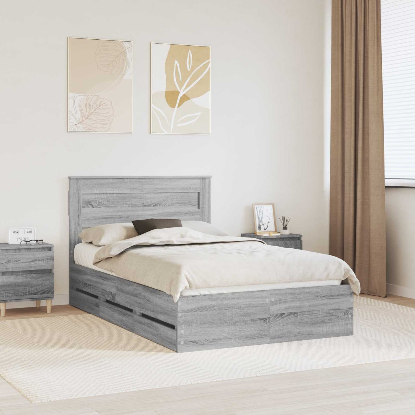 Struttura del letto con cassetto Grigio Sonoma 120 x 190 cm