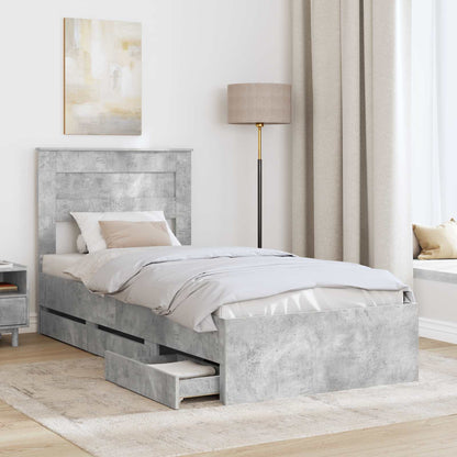 Struttura del letto con cassetto Grigio cemento 100 x 200 cm