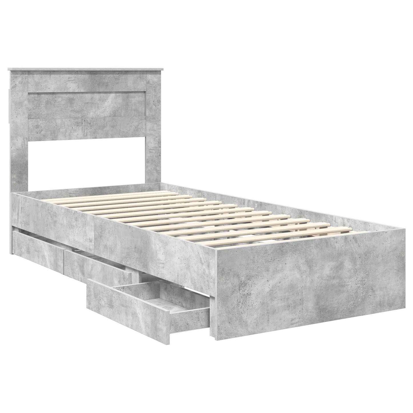 Struttura del letto con cassetto Grigio cemento 100 x 200 cm