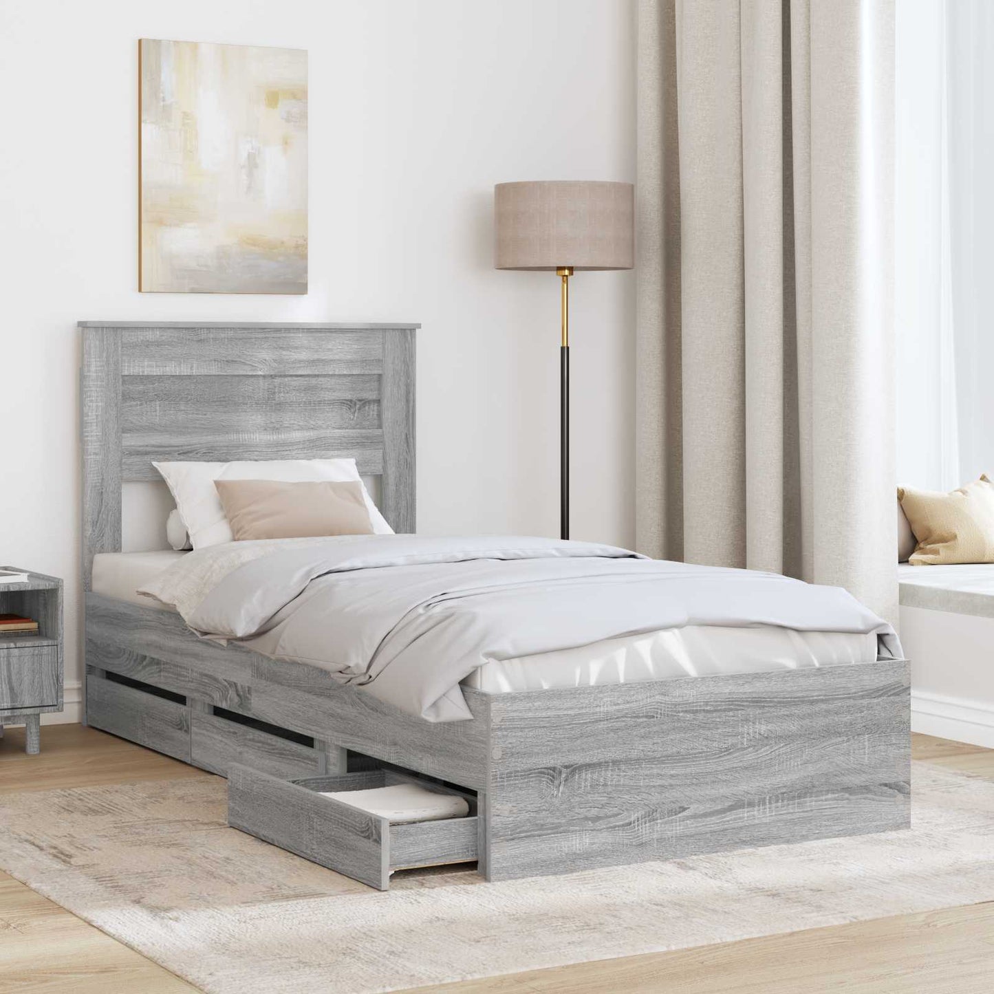 Struttura del letto con cassetto Grigio Sonoma 100 x 200 cm