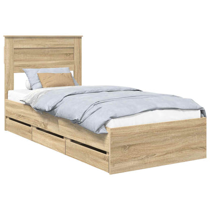 Struttura del letto con cassetto Rovere Sonoma 90 x 190 cm