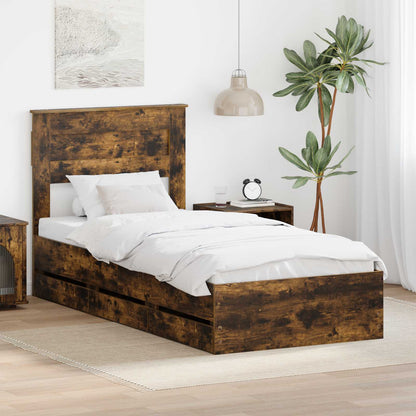 Struttura del letto con cassetto Rovere fumÃ© 90 x 190 cm