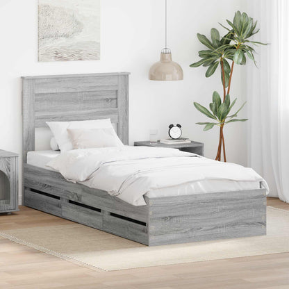 Struttura del letto con cassetto Grigio Sonoma 90 x 190 cm
