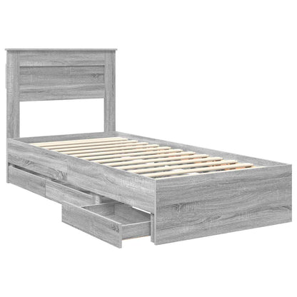 Struttura del letto con cassetto Grigio Sonoma 90 x 190 cm