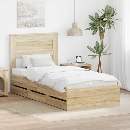 Struttura del letto con cassetto Rovere Sonoma 75 x 190 cm