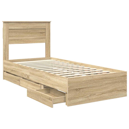 Struttura del letto con cassetto Rovere Sonoma 75 x 190 cm