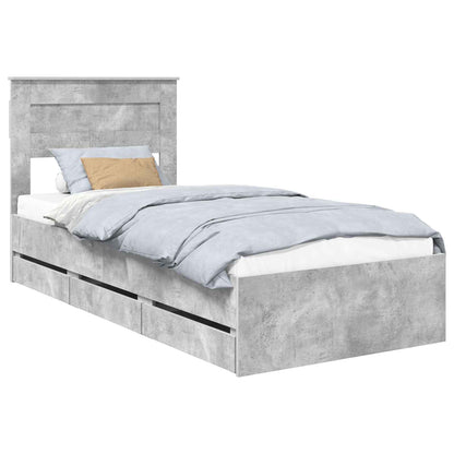 Struttura del letto con cassetto Grigio cemento 75 x 190 cm