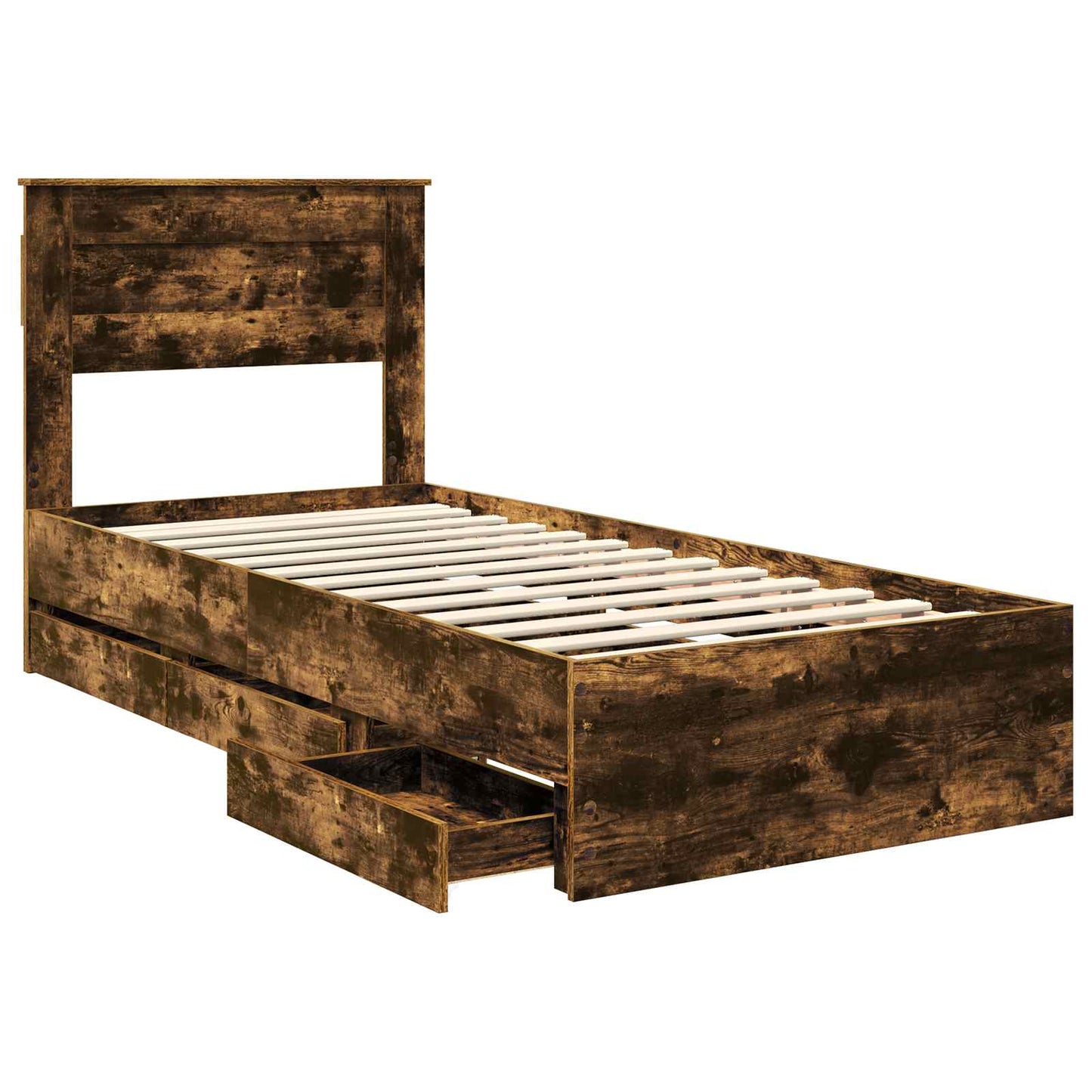 Struttura del letto con cassetto Rovere fumÃ© 75 x 190 cm