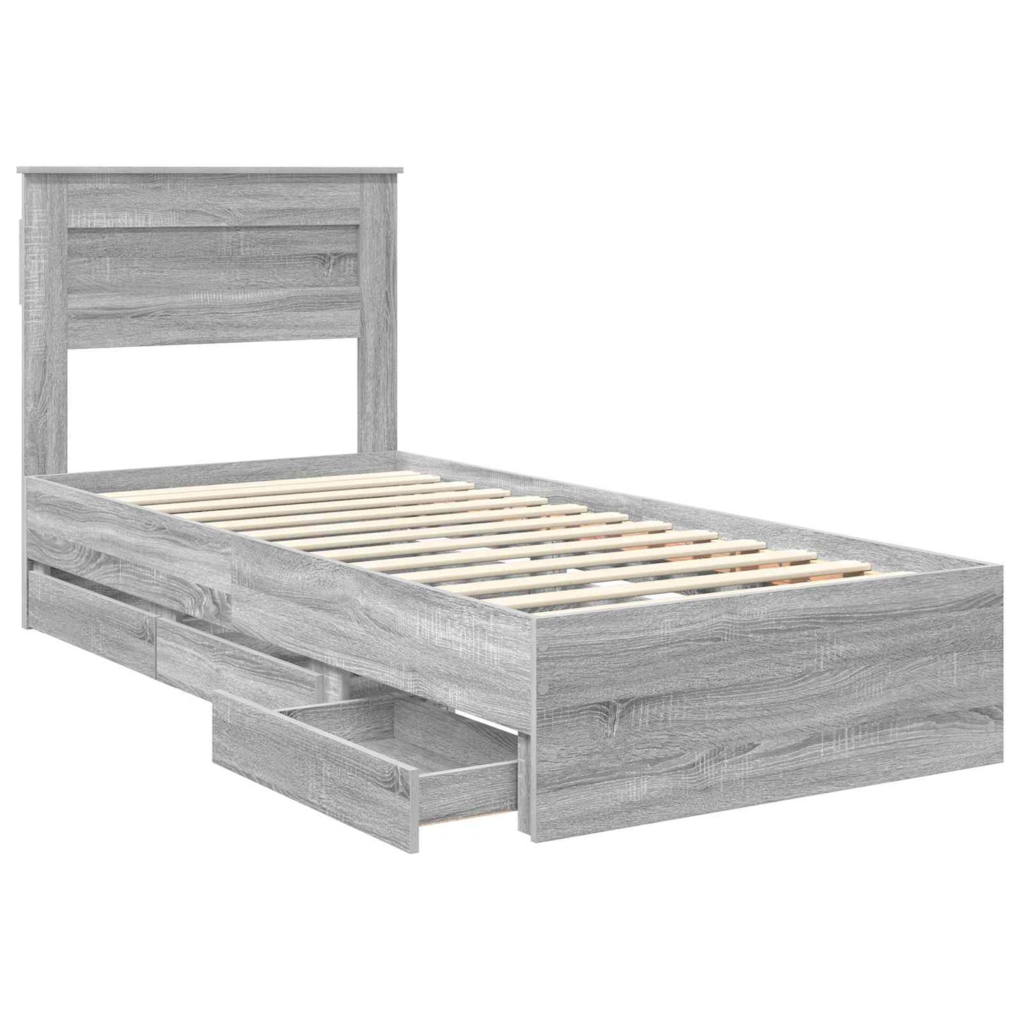 Struttura del letto con cassetto Grigio Sonoma 75 x 190 cm