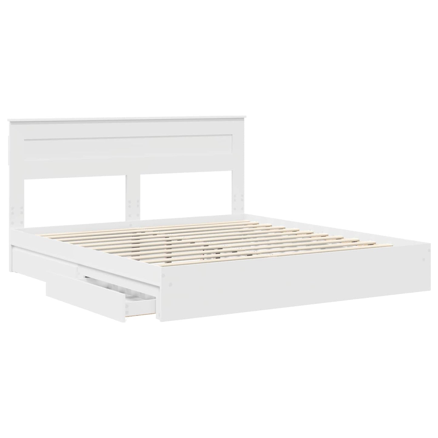 Letto con Contenitore Bianco 200 x 200 cm Legno multistrato