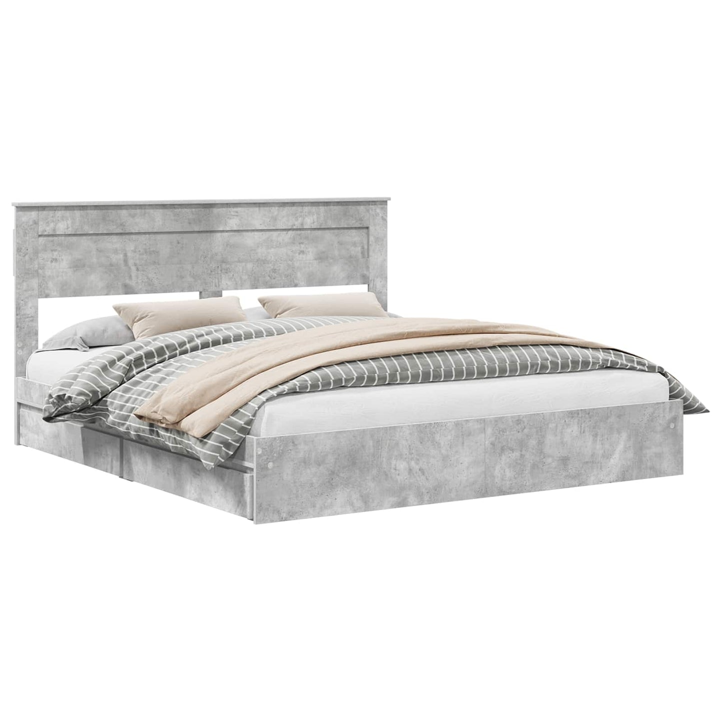 Letto con Contenitore con testiera Grigio cemento 200 x 200 cm