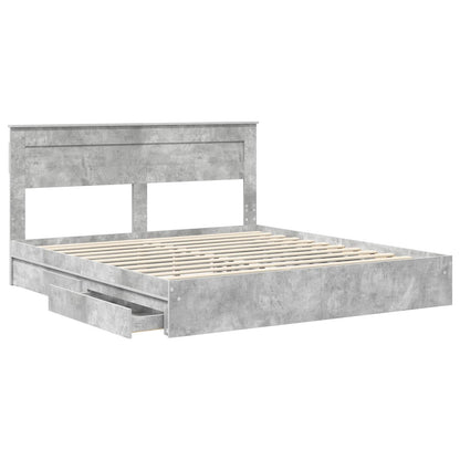 Letto con Contenitore con testiera Grigio cemento 200 x 200 cm