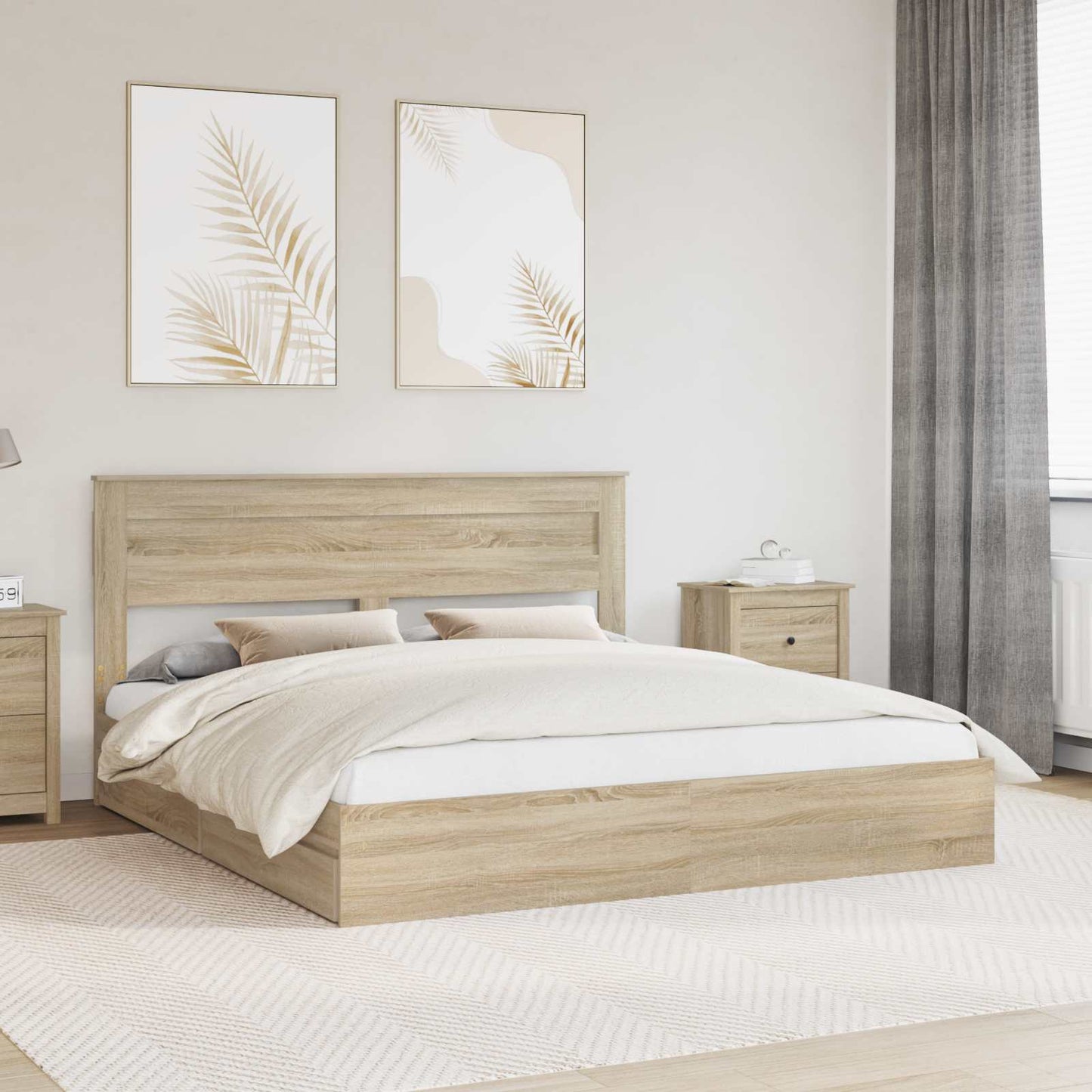 Letto con Contenitore con testiera Rovere Sonoma 180 x 200 cm