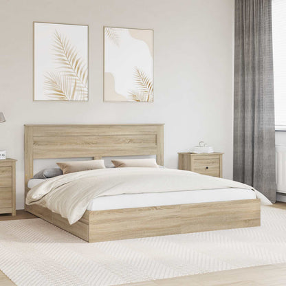 Letto con Contenitore con testiera Rovere Sonoma 180 x 200 cm