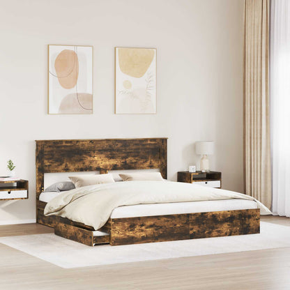 Letto con Contenitore con testiera Rovere fumÃ© 180 x 200 cm