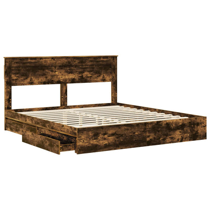 Letto con Contenitore con testiera Rovere fumÃ© 180 x 200 cm