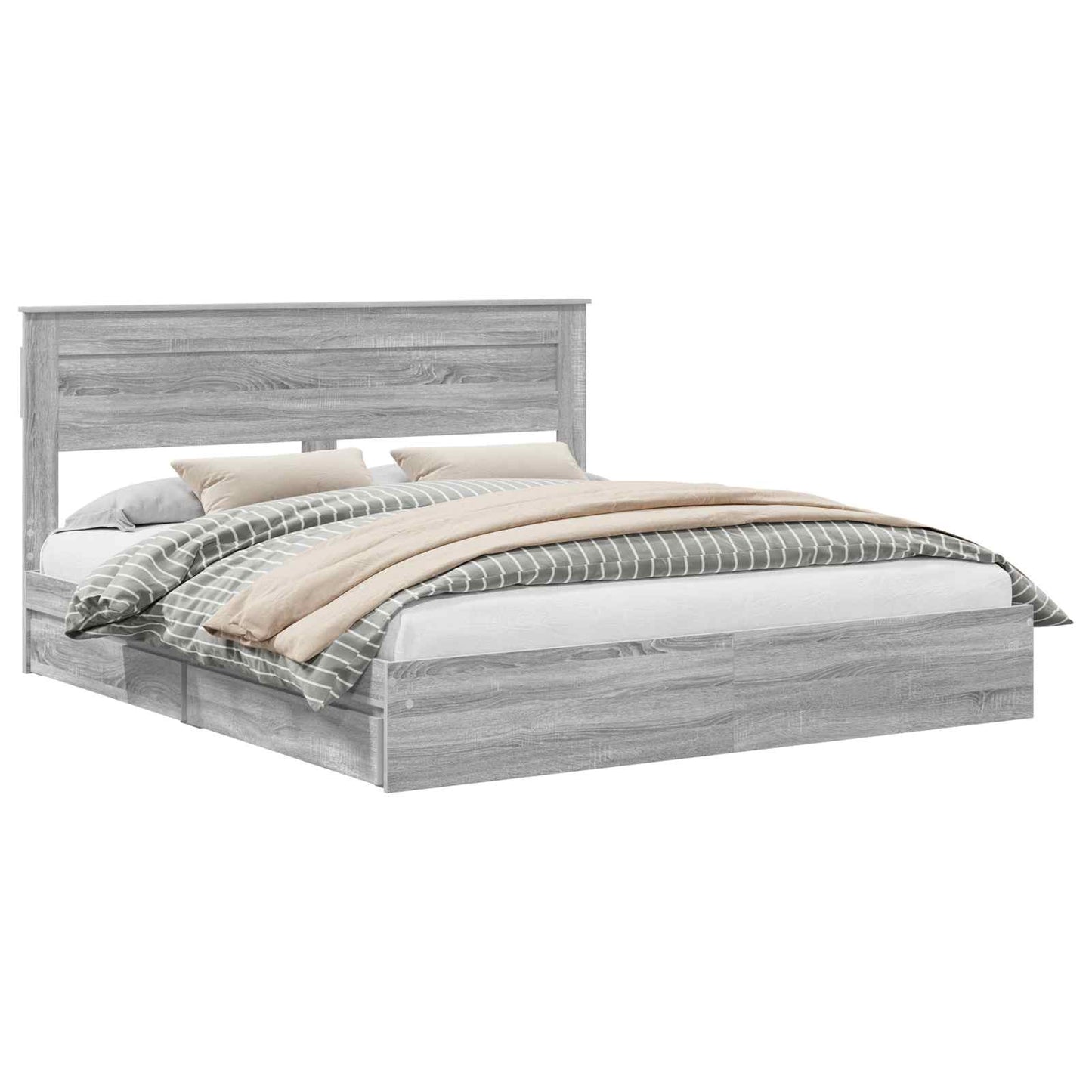 Letto con Contenitore con testiera Grigio Sonoma 180 x 200 cm