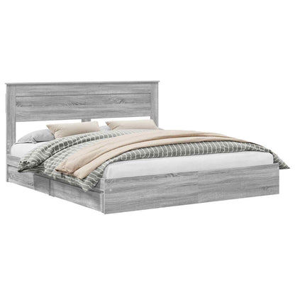 Letto con Contenitore con testiera Grigio Sonoma 180 x 200 cm