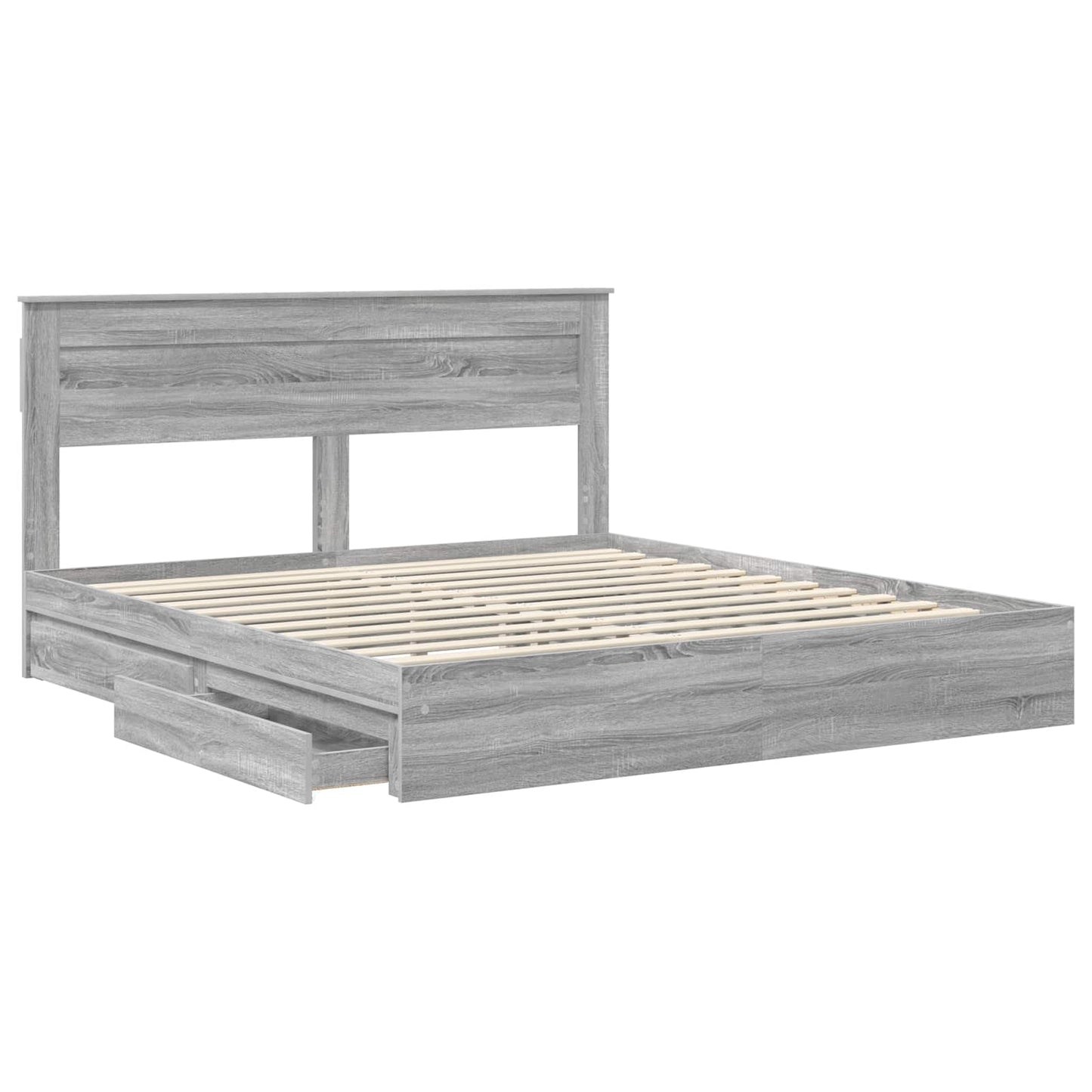 Letto con Contenitore con testiera Grigio Sonoma 180 x 200 cm