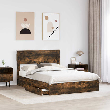 Letto con Contenitore con testiera Rovere fumÃ© 160 x 200 cm