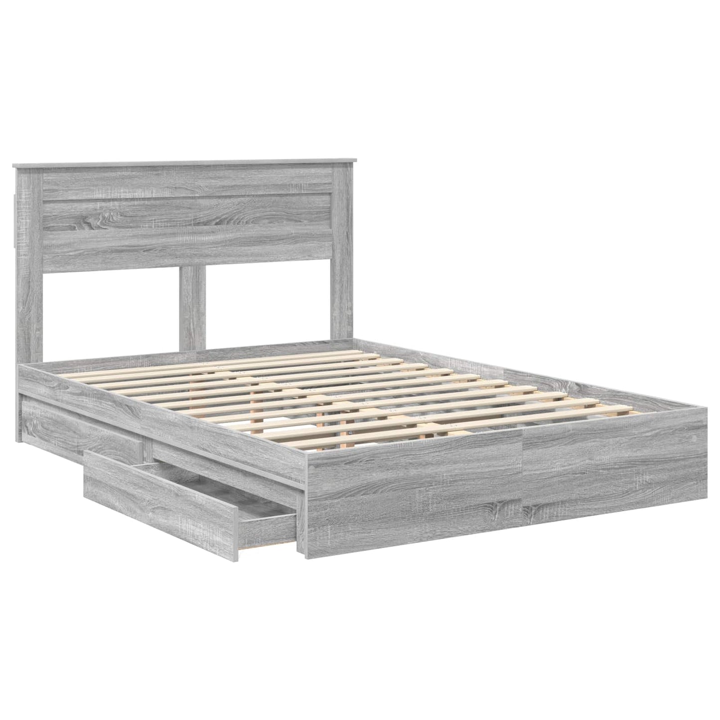 Letto con Contenitore con testiera Grigio Sonoma 160 x 200 cm