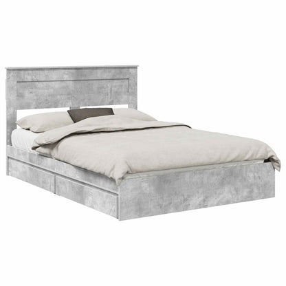 Letto con Contenitore con testiera Grigio cemento 150 x 200 cm