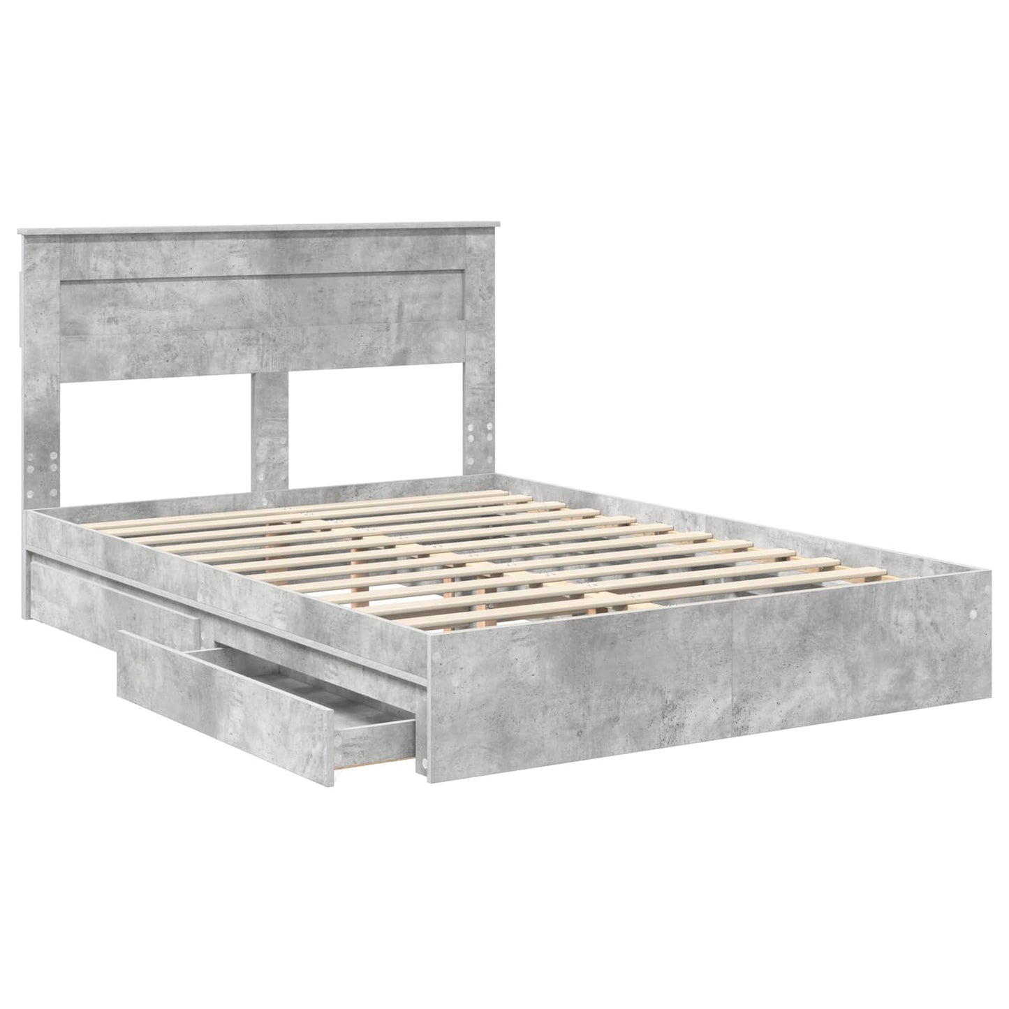 Letto con Contenitore con testiera Grigio cemento 150 x 200 cm