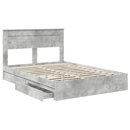Letto con Contenitore con testiera Grigio cemento 150 x 200 cm