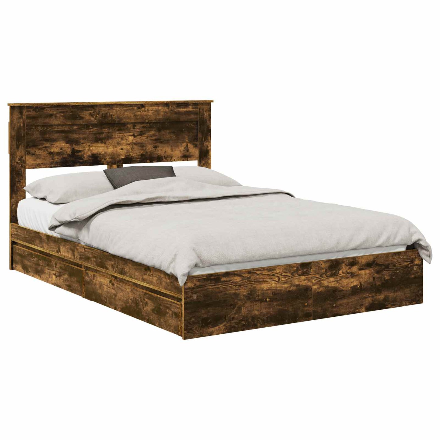 Letto con Contenitore con testiera Rovere fumÃ© 150 x 200 cm